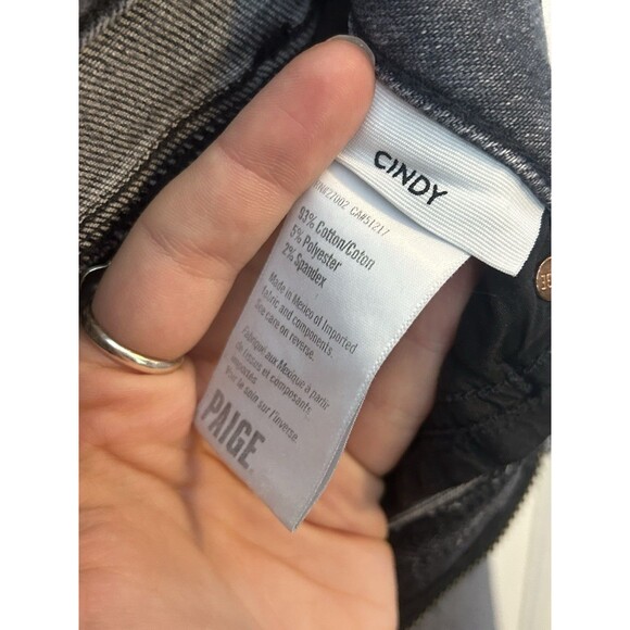 Paige Cindy High Rise Straight Ankle Jeans Womens 26 Ash Black Raw Hem Retro - Picture 10 of 12